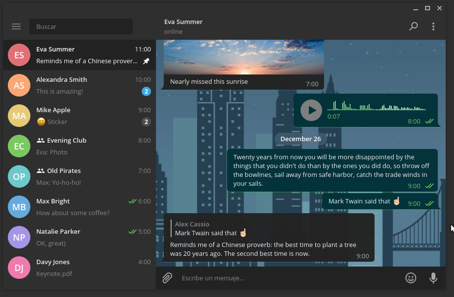Скриншот переписки в Telegram Desktop